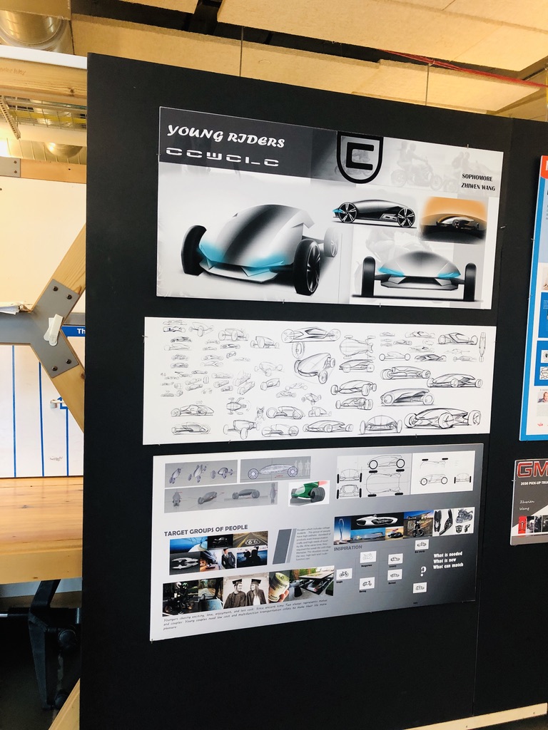 Student project board — Young Riders concept for Cleveland CycleWerks