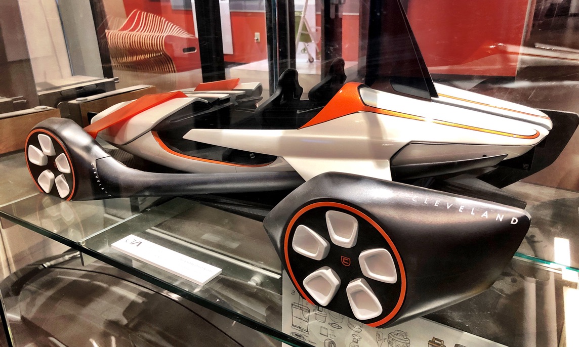 Physical scale model of a Cleveland-branded concept vehicle