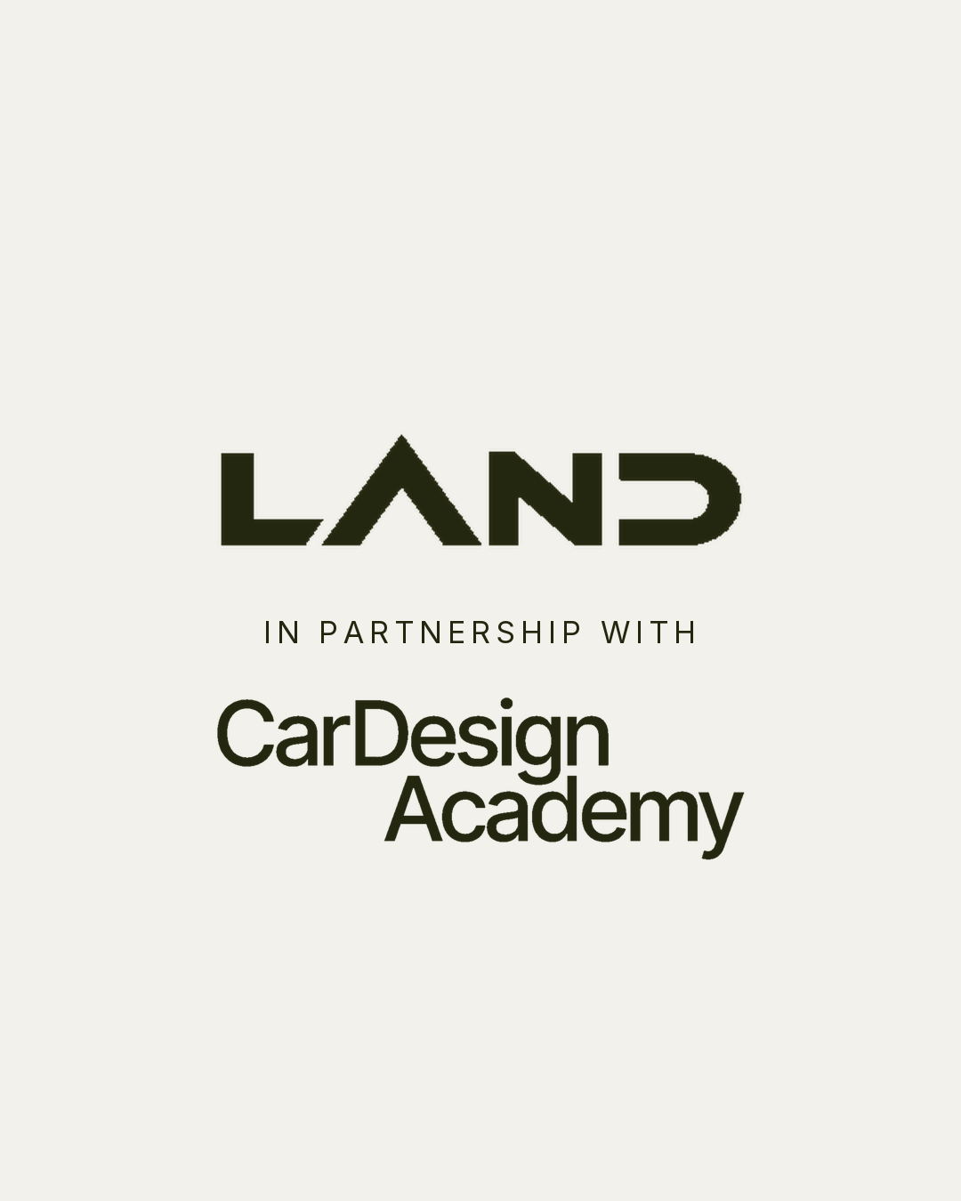 LAND × Car Design Academy — partnership lockup