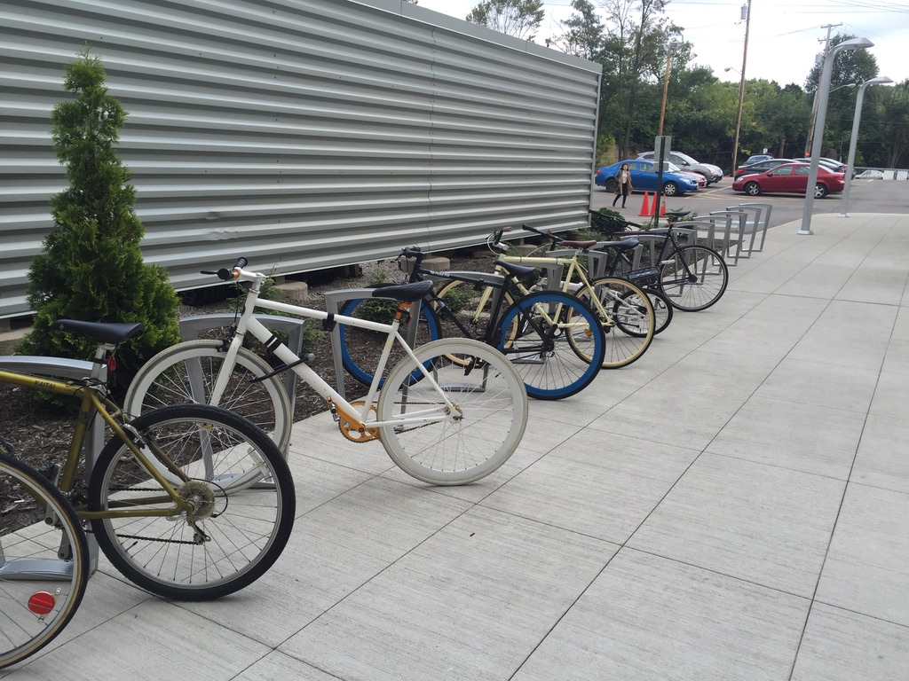 Bikes parked outside the studio — Cleveland transportation culture